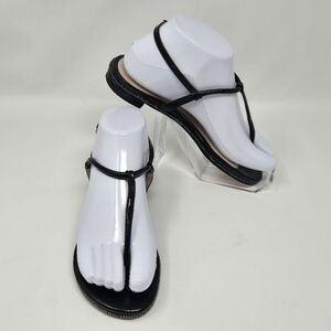 Schutz Elsha Leather Black Strappy Sandals